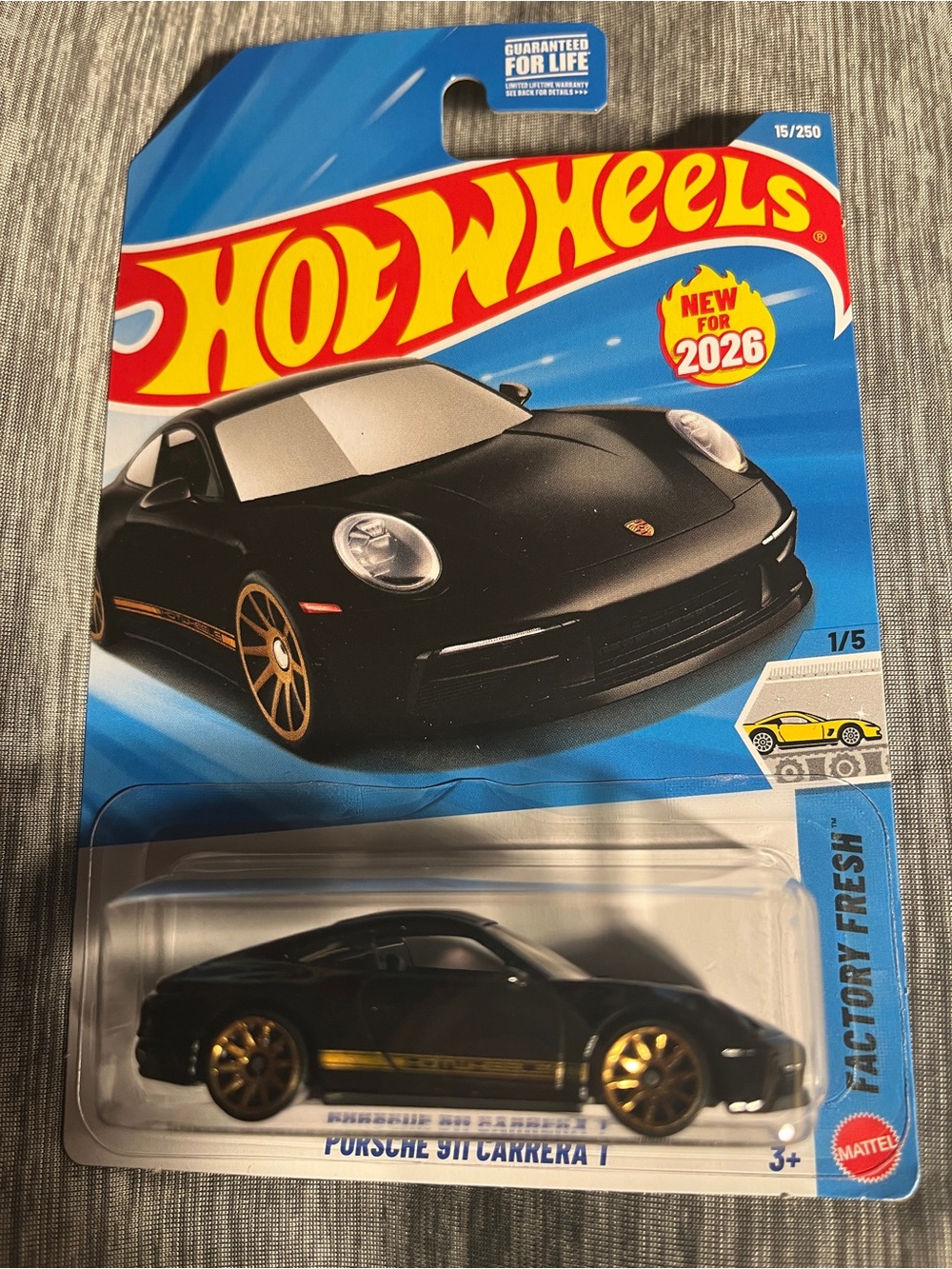 Hot Wheels 2026 Porsche 911 Carrera T Black Gold Factory Fresh 1/5 New Sealed